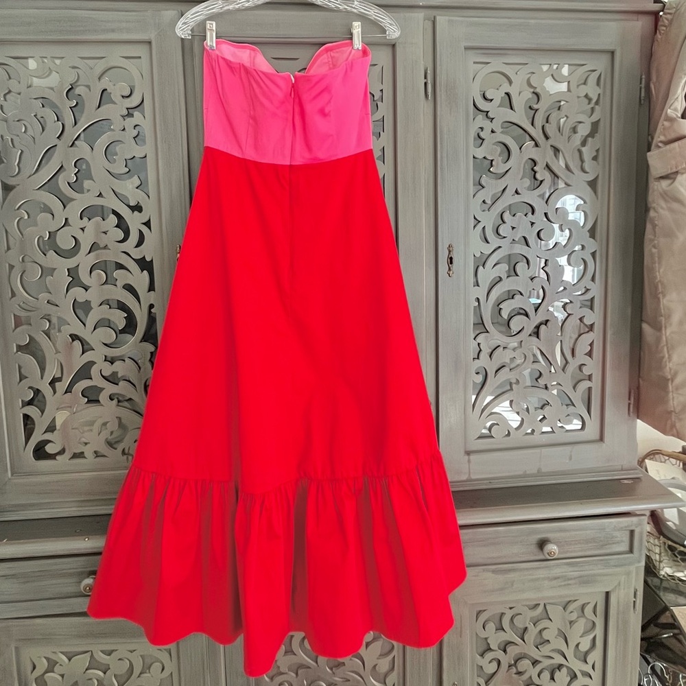 NWT Hutch pink scarlet red bow colorblock dress 6 - Picture 6 of 14